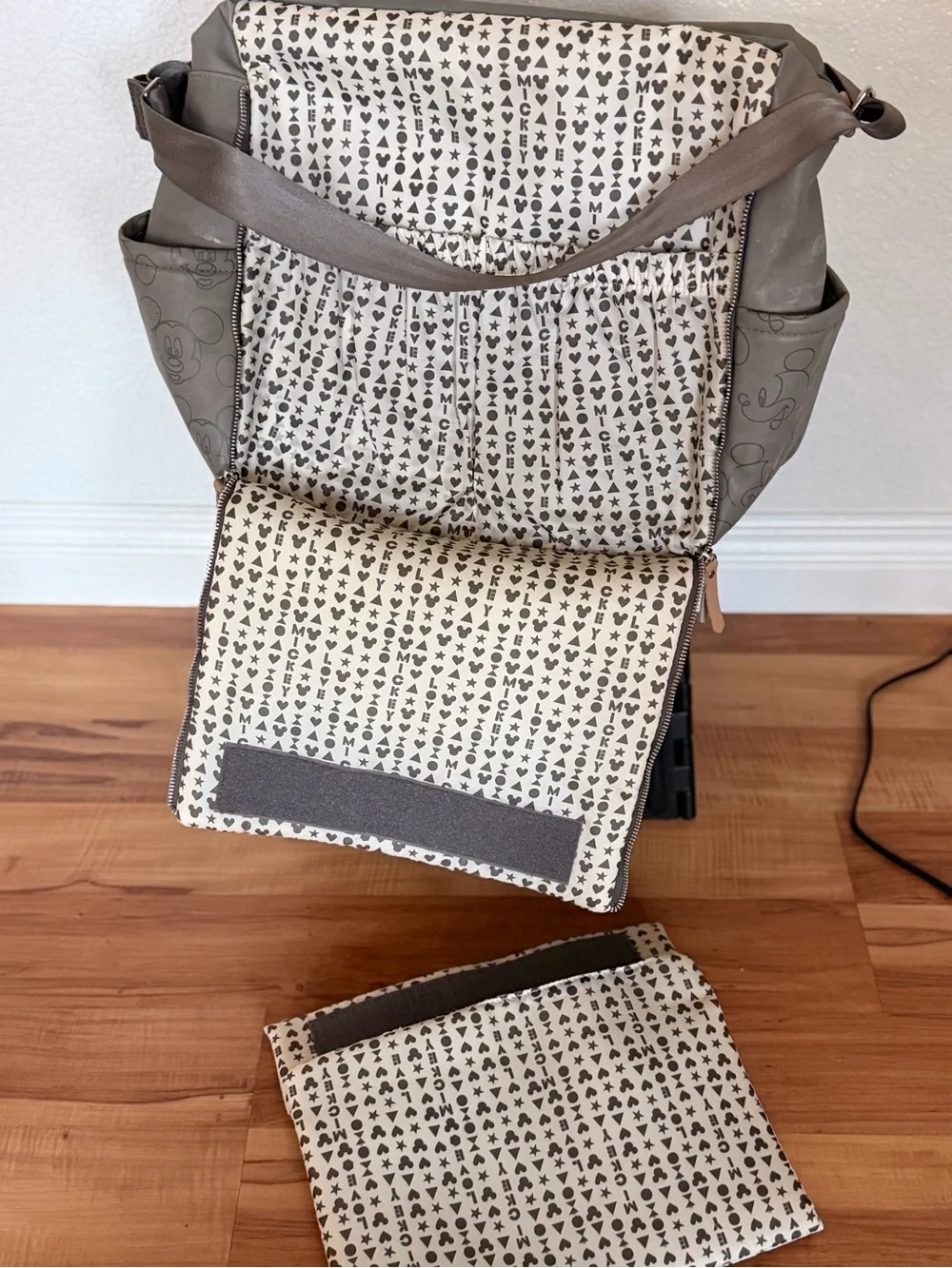 Petunia Pickle Bottom Mickey Outline Diaper Bag in Sage Gray
